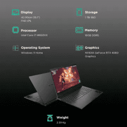 HP OMEN | Intel Core i7 14th Gen |16GB |1TB SSD |  8GB Graphics NVIDIA GeForce RTX 4060 |  Shadow Black | 16-WF1150TX