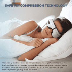 iGear Imassager | Eye Massager for Stress Relief  Sleep Aid & Eye Strain | Heat Air Pressure & Compression | White