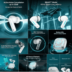 boAt Immortal Airspeed Pro Earbuds | 40hrs Playback | White Sabre