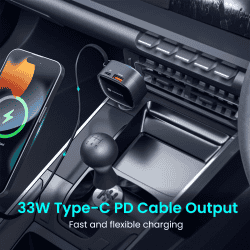 Portronics Car Power Retracto Car Charger | 84W | Black
