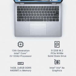 DELL Inspiron 14 Thin and Light Laptop | Core i5 | 13th Gen 1334U | 16 GB | 512 GB SSD | 14 inch | Ice Blue | OIN5440340401RINU1