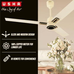 Usha Aeroedge Plus Ceiling Fan | BLDC ISI | 1200MM | Ivory