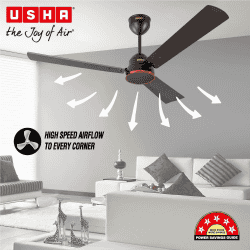USHA AeroEdge BLDC Ceiling Fan | 1200mm | with RF Remote | smoke brown