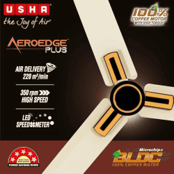 Usha Aeroedge Plus Ceiling Fan | BLDC ISI | 1200MM | Ivory