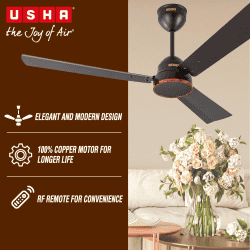 USHA AeroEdge BLDC Ceiling Fan | 1200mm | with RF Remote | smoke brown