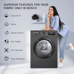 BOSCH 7 kg Fully Automatic Front Load Washing Machine | 5 Star | Black Grey | WAJ24209IN