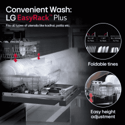 LG Free Standing Dish Washer | 14 Place Setting | QuadWash | EasyRack Plus | Matte Black | DFB424FM
