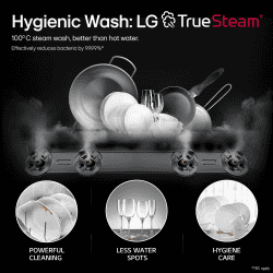 LG Free Standing Dish Washer | 14 Place Setting | QuadWash | EasyRack Plus | Matte Black | DFB424FM