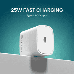 Portronics Adapto 25 Plus | 25W | Type C PD | GaN Technology | White | POR 1242