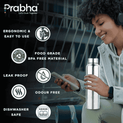 Prabha Stainless Steel Water Bottle | Classic Chromo  | 1000ML