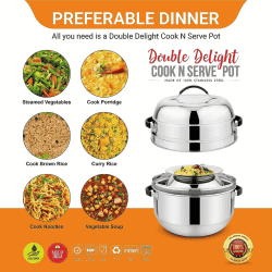 PRABHA Double Delight Cook N Serve Pot Thermal Rice Cooker | 1 KG