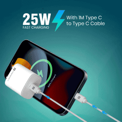 Portronics Adapto 25 Plus | 25W | Type C PD | GaN Technology | White | POR 1242