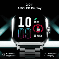 boAt Ultima Select Smart Watch  | 2.01" (5.1 cm) AMOLED Display | Advanced Bluetooth Calling | Steel Black