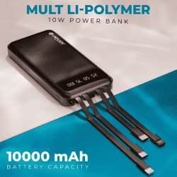 Lapcare MULT Li-Polymer Power Bank with inbuilt Cables | 10000Mah | LPB- 006