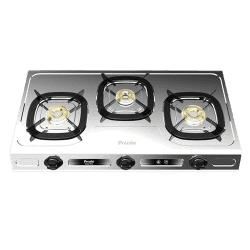Preethi Glory Plus | Stainless Steel Gas Stove | 3 Burner
