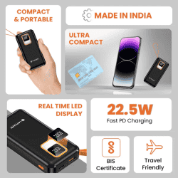 Lapcare Orange 10000 mAh Power Bank with Wake Up Button | LPB-513