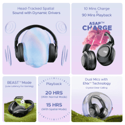 boAt Nirvana Eutopia Bluetooth Headphones | Spatial Audio | Primia Black