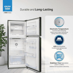 Voltas Beko Double Door Frost Free Refrigerator | 230 L | 3 Star | Wooden Black | RFF270C/WPXBR0I0000GD
