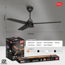 Impex E-Saver BLDC Ceiling Fan with Remote Contro | 1200 mm | 5 star Rated Energy Efficient Ceiling Fan | Smoke Brown
