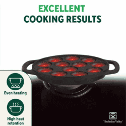 The Indus Valley Pre-Seasoned Cast Iron Paniyaram Pan | 12 Pit