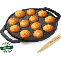 The Indus Valley Pre-Seasoned Cast Iron Paniyaram Pan | 12 Pit