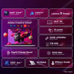Lenovo AURA EDITION Yoga Pro 7 | Intel Core Ultra 9 | 32 GB | 1 TB | Luna Grey | 83KF001LIN