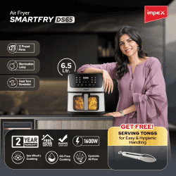 Impex Smart Fry DS65 | 6.5 L | Black and Steel Finish