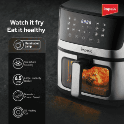 Impex Smart Fry DS65 | 6.5 L | Black and Steel Finish