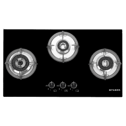 Faber HOB SUPERIA HT763 BR AI | 3 Brass Burners | Toughened Black Glass