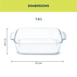Borosil Square Baking Dish | 1.6L | With Handle