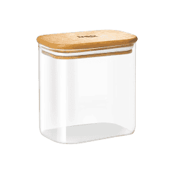 Treo Recto Jar with Wooden Lid | 800 ML | Transparent