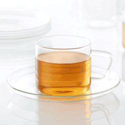 Borosil Radius Cup and Saucer Set | 6pc | Transparent