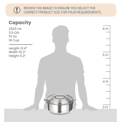 Milton Galaxia 3500 Stainless Steel Casserole | 3500 ml | Silver