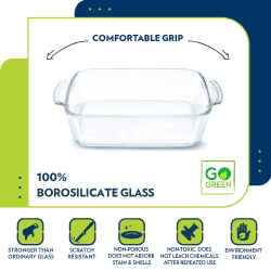 Borosil Square Baking Dish | 1.6L | With Handle