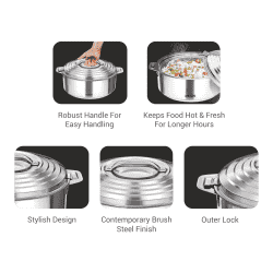 Milton Galaxia 3500 Stainless Steel Casserole | 3500 ml | Silver