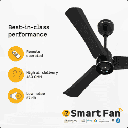 Atomberg Renesa Halo Smart BLDC Ceiling Fan | 900mm | 5 star | LED Speed Indicator | Midnight Black