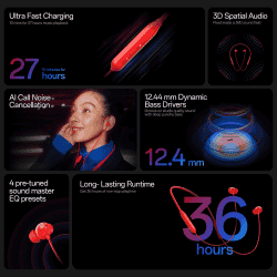 OnePlus Bullets Z3 Neckband | Environmental Noise Cancellation | Mambo Midnight