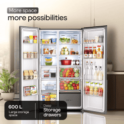 Godrej Side by Side Door Refrigerator | 600 L | RS EONVELVET 646C RIT OP RS SBS