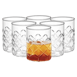 Borosil Crown Whiskey Glass | Set of 6 | 350ml | Glass