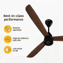Atomberg Renesa Prime Ceiling Fan | 1200 mm | With Remote | Dark Walnut