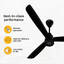 Atomberg Renesa Prime Ceiling Fan | 1200 mm | With Remote | Gloss Black