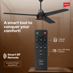 Impex BLDC Ceiling Fan with Remote Control | 1200 mm | ATOM 28 DXR | Brown