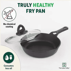 The Indus Valley Pre-Seasoned Cast Iron Fry Pan | Skillet with Glass Lid | 8 inch