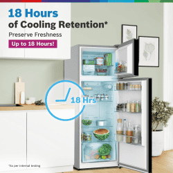 Bosch Frost free Inverter Double Door Refrigerator | 269L | 2 Star | Black Pearl | CTN29K22NI