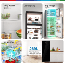 Bosch Frost free Inverter Double Door Refrigerator | 269L | 2 Star | Black Pearl | CTN29K22NI