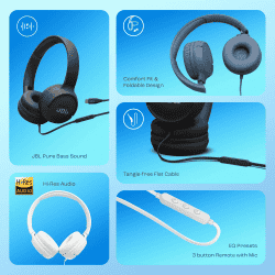 JBL Tune 520C On Ear Type C Wired Headphone | Pure Bass Sound | Black