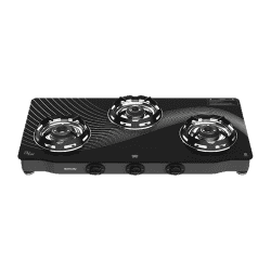 Butterfly Renz Glass Top Gas Stove | 3 Burner | Black