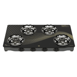 Butterfly Renz Glass Top Gas Stove | 4 Burner | Black