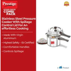 Prestige Popular Svachh | Combi Pack of 2 Controls Spillage-Deep Lid | 5 L, 3 L | Aluminium