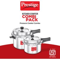 Prestige Popular Svachh | Combi Pack of 2 Controls Spillage-Deep Lid | 5 L, 3 L | Aluminium